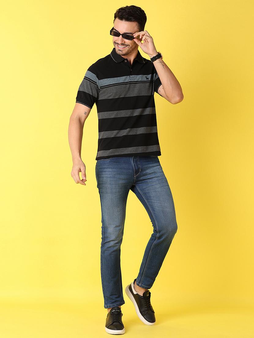 men striped short sleeve polo t-shirt - 21608253 - Standard Image - 3