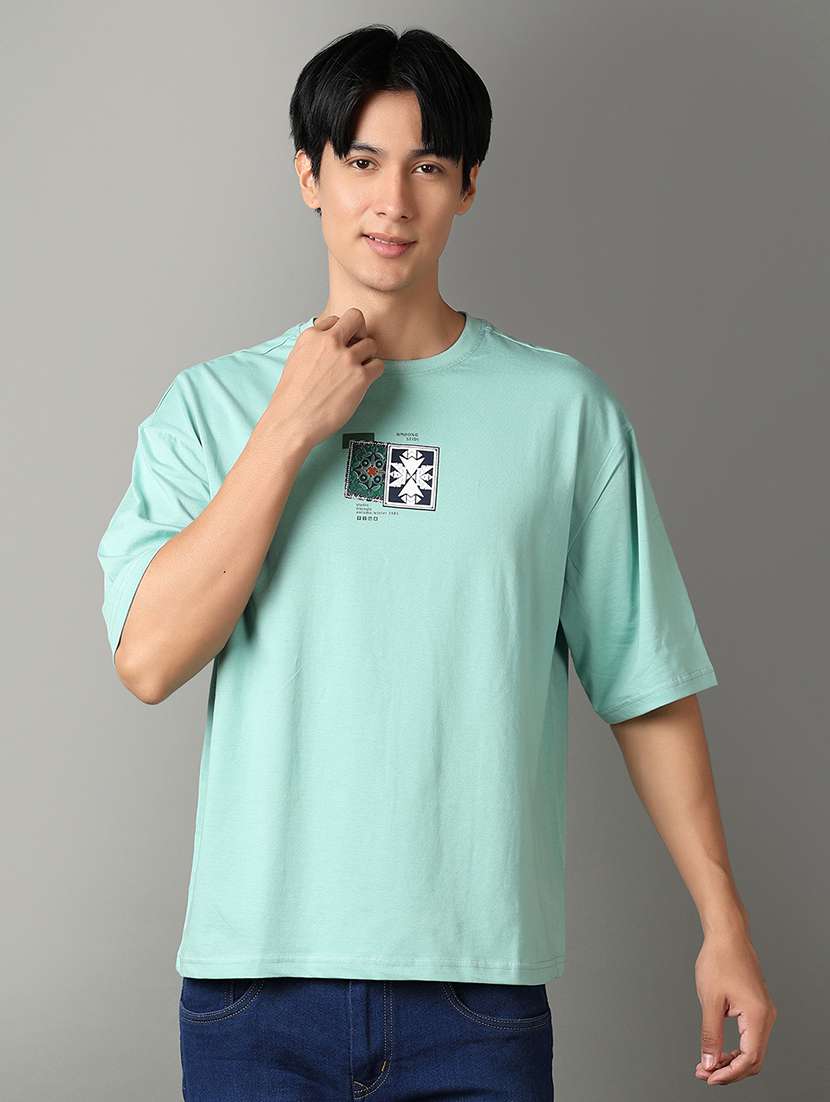 men round neck front & back print t-shirt 