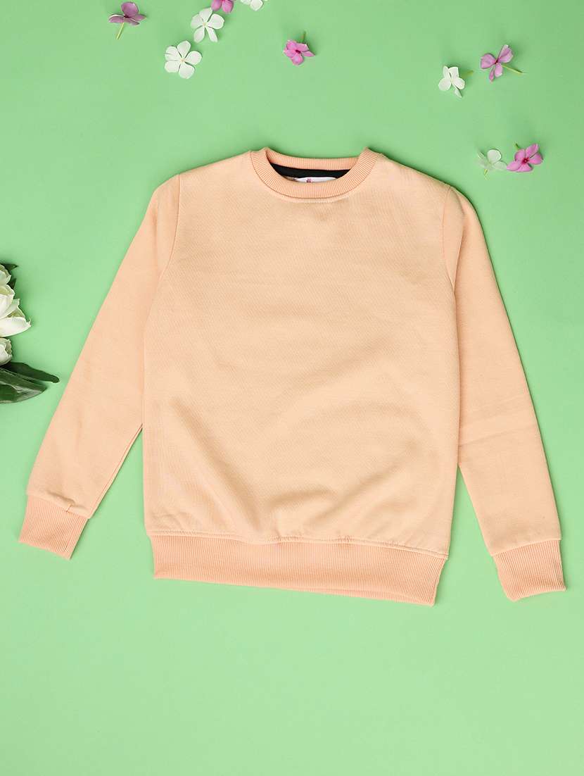 girls solid long sleeve sweatshirt