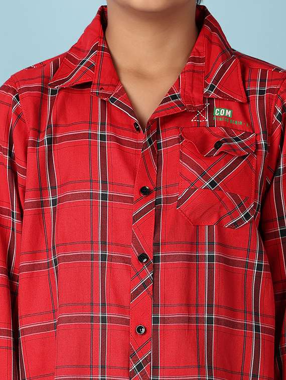 boys checkered long sleeve casual shirt - 21608320 - Standard Image - 5