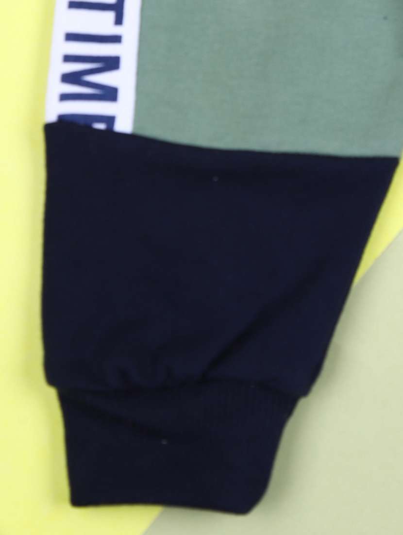 boys green color block relaxed fit jogger - 21608323 - Standard Image - 3