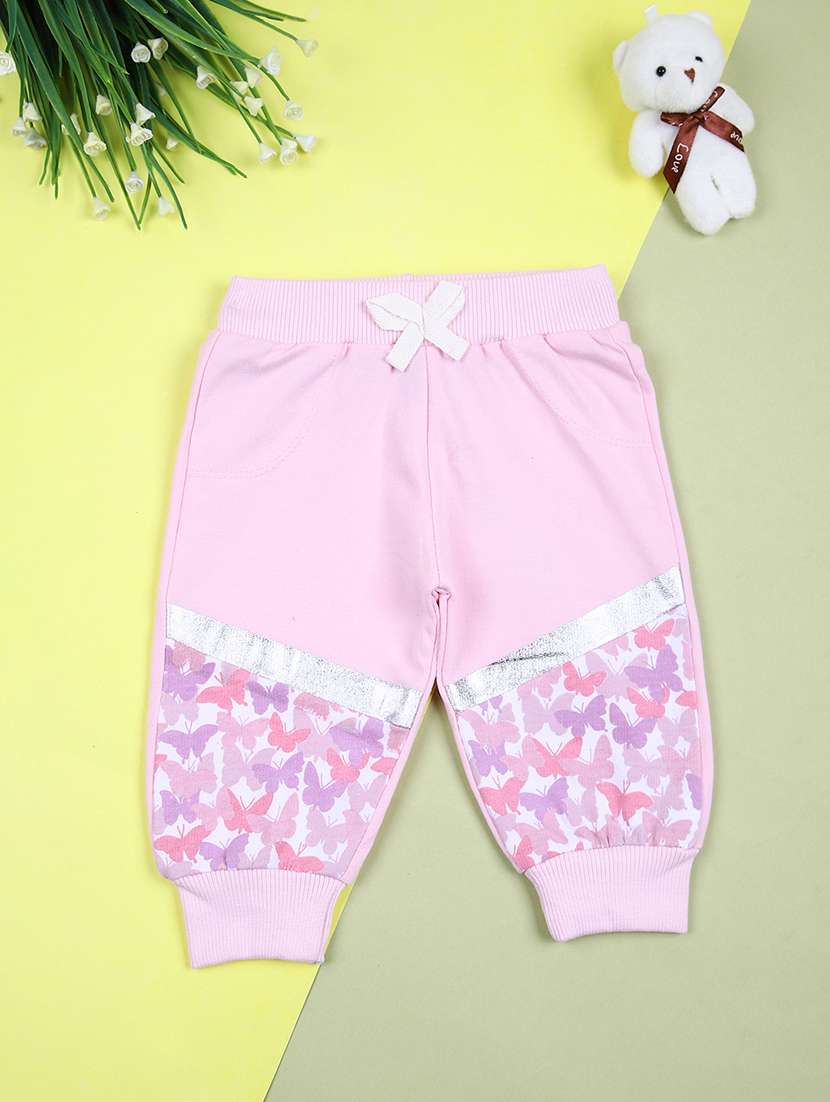 boys pink color block joggers