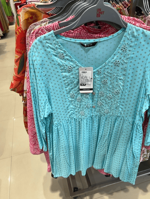 sky blue rayon kurti - 21608348 - Standard Image - 0