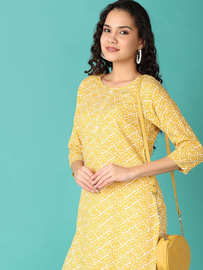 women three quarter sleeve straight kurta - 21608358 -  Standard Image - 3