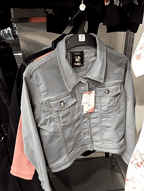 grey cotton polyester dobby denim jacket - 21608366 - Zoom Image - 0