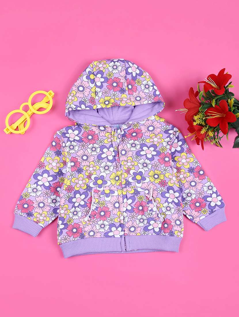 girls floral printed long sleeve sweatshirt