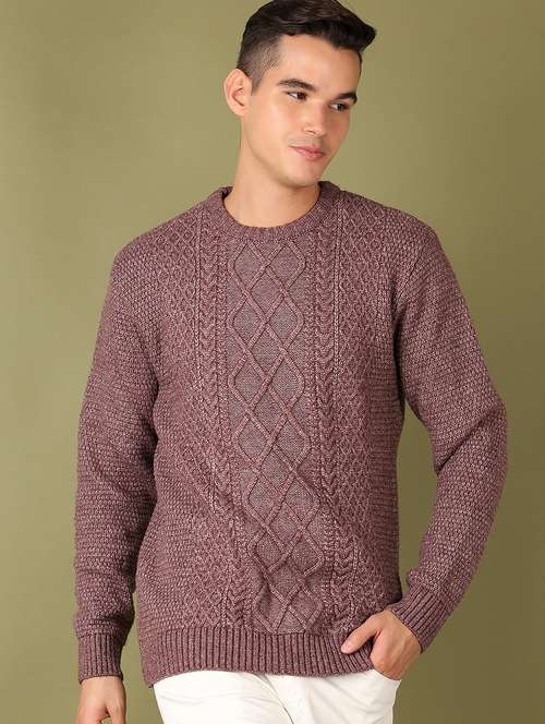 men self design long sleeve regular fit pullover - 21608424 - Standard Image - 0