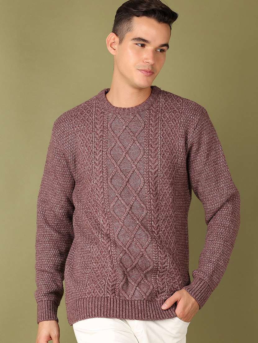men self design long sleeve regular fit pullover - 21608424 - Zoom Image - 0