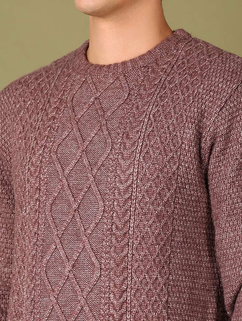 men self design long sleeve regular fit pullover - 21608424 - Standard Image - 3