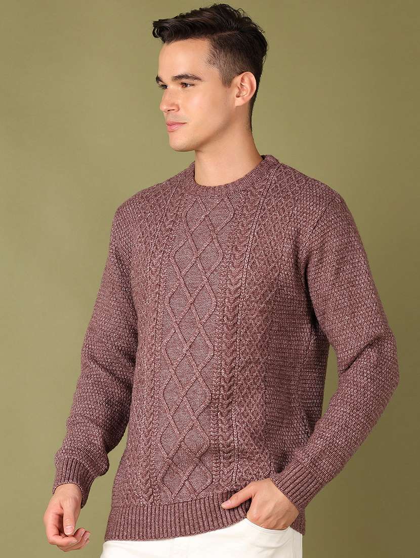 men self design long sleeve regular fit pullover - 21608424 - Standard Image - 5