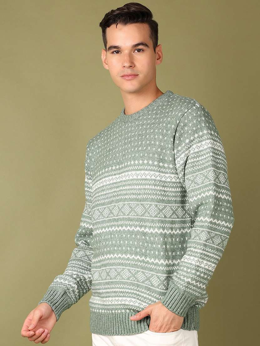 men self design long sleeve regular fit pullover - 21608425 - Standard Image - 5