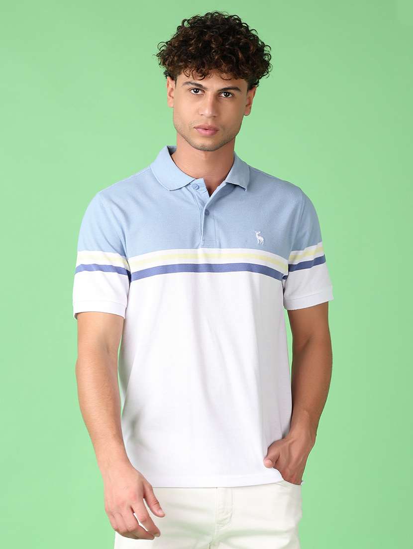 men striped short sleeve polo t-shirt