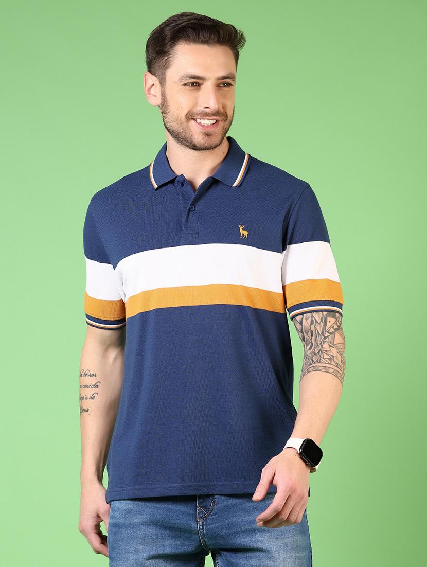 men short sleeves color block polo t-shirt