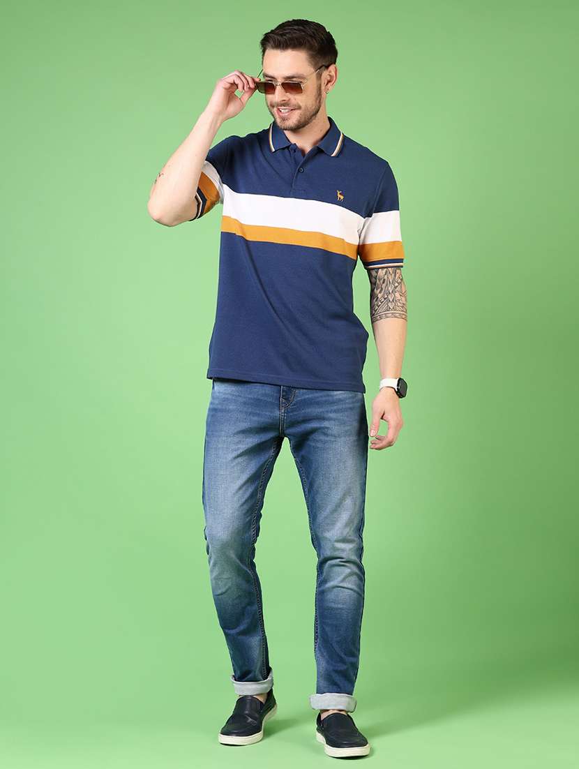 men short sleeves color block polo t-shirt - 21608501 -  Standard Image - 3