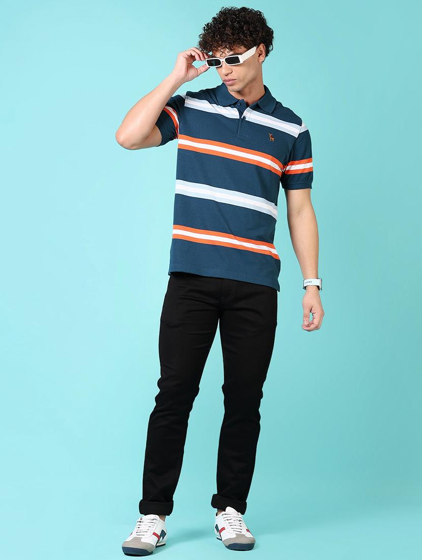 men striped short sleeve polo t-shirt - 21608505 - Standard Image - 3