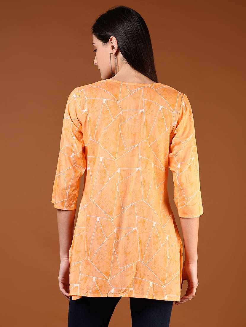 women printed three quarter sleeve kurti - 21608511 -  Standard Image - 3