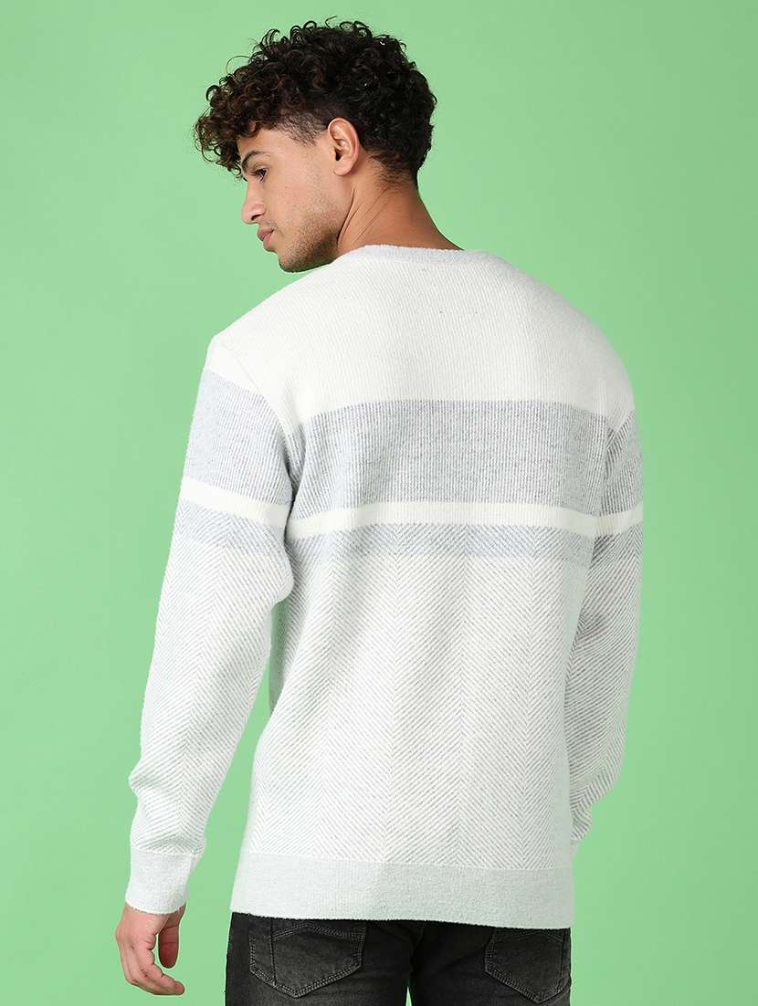 men grey self design long sleeve pullover - 21608528 -  Standard Image - 3