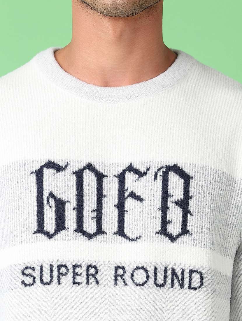 men grey self design long sleeve pullover - 21608528 -  Standard Image - 5