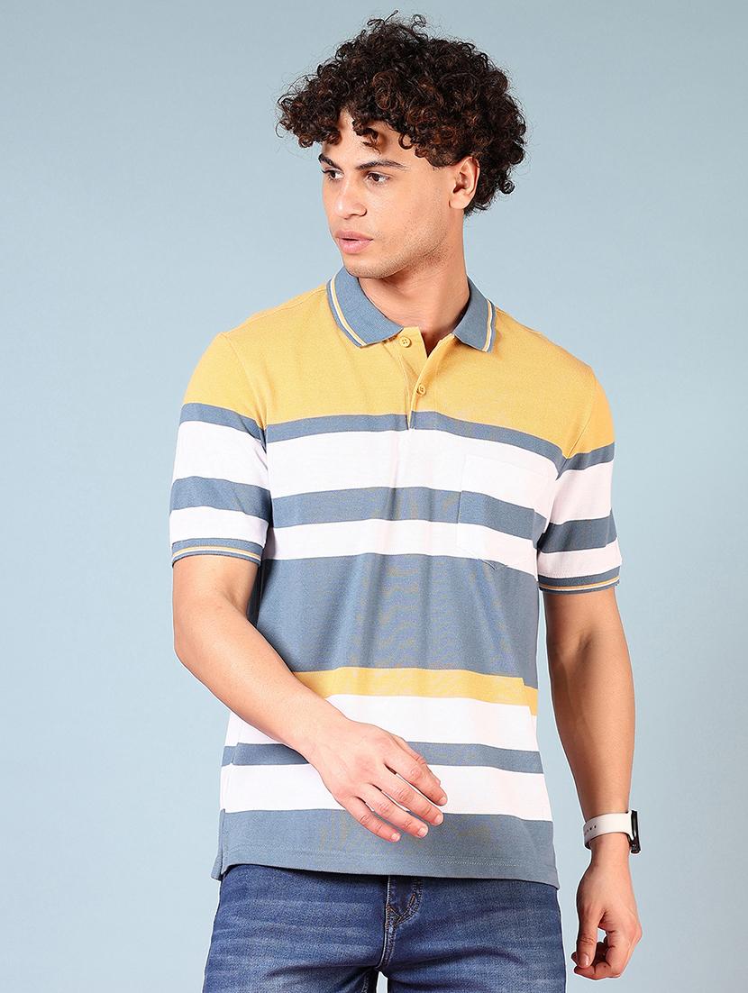 men striped short sleeve regular fit polo t-shirt
