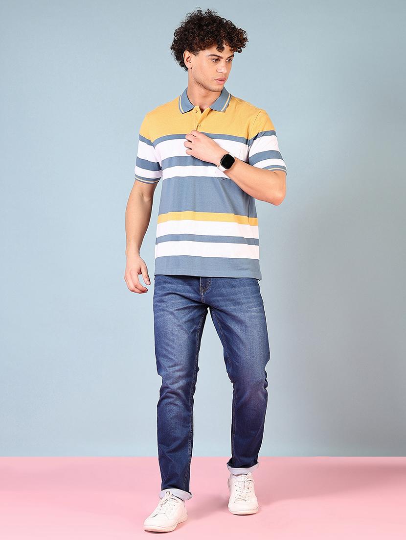 men striped short sleeve regular fit polo t-shirt - 21608548 - Standard Image - 3