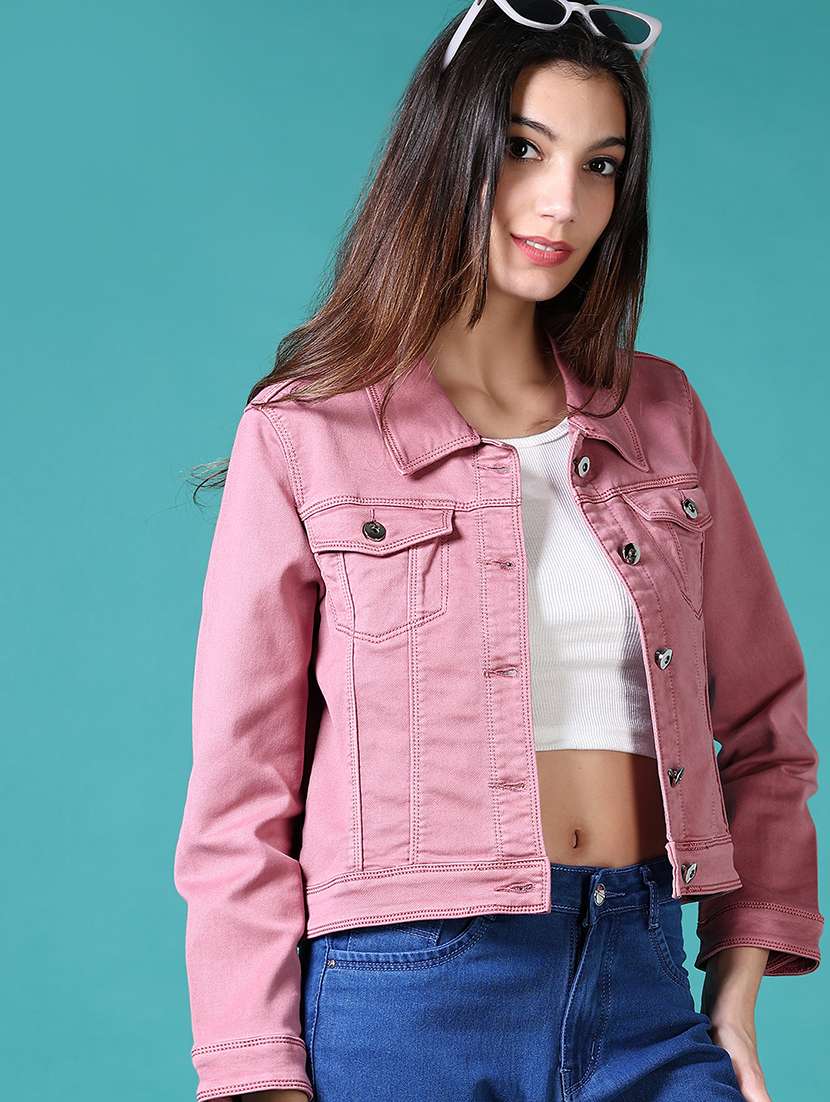 women solid long sleeves denim jacket - 21608580 -  Standard Image - 3