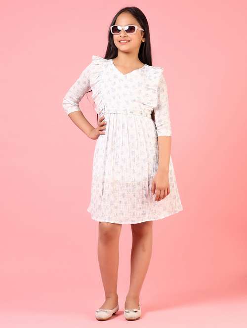 girls floral printed v neck a-line dress - 21608619 -  Standard Image - 0