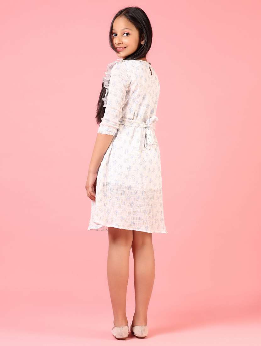 girls floral printed v neck a-line dress - 21608619 -  Standard Image - 3