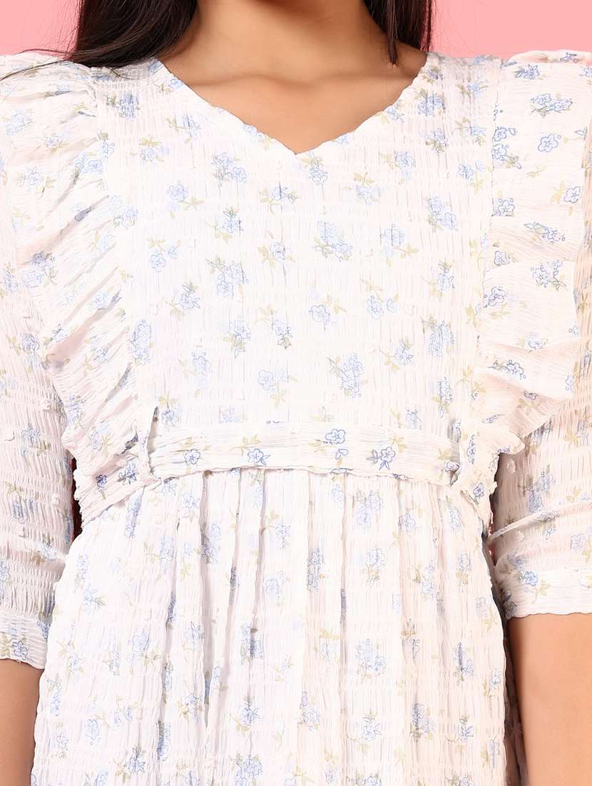 girls floral printed v neck a-line dress - 21608619 -  Standard Image - 5