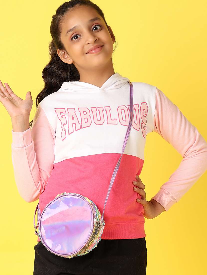 girls color blcok long sleeve sweatshirt