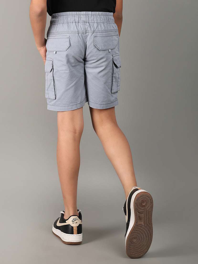 boys mid rise solid cargo shorts  - 21608739 -  Standard Image - 3