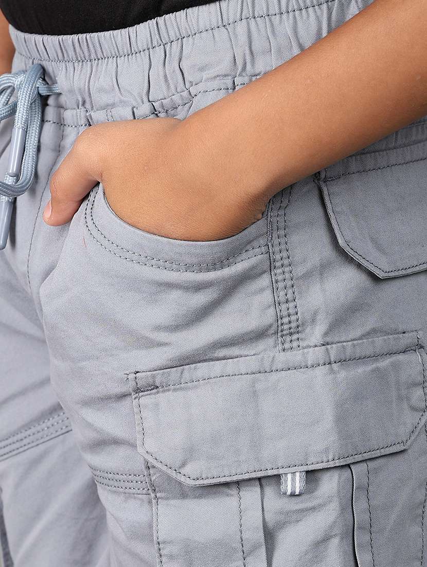 boys mid rise solid cargo shorts  - 21608739 -  Standard Image - 5