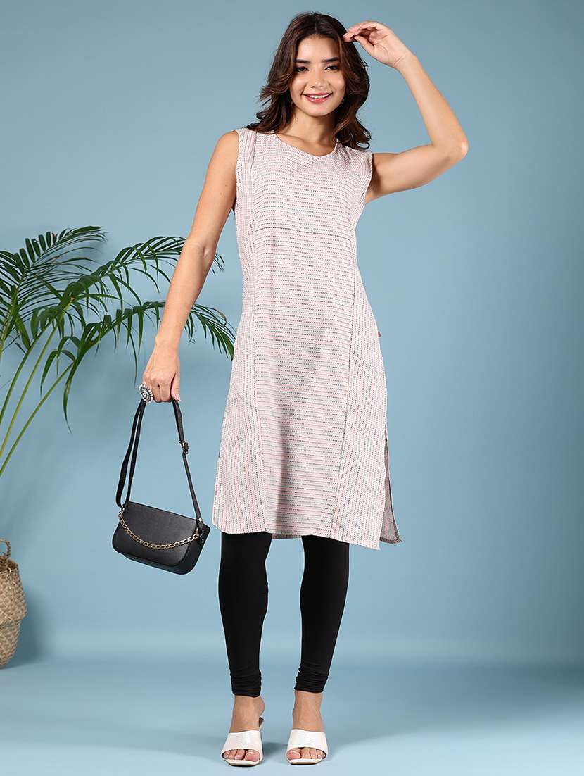 women printed sleeveless straight kurta - 21608749 -  Standard Image - 3