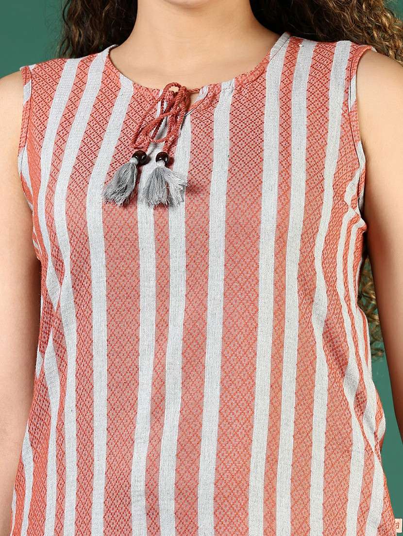 women printed sleeveless straight kurta - 21608753 -  Standard Image - 5