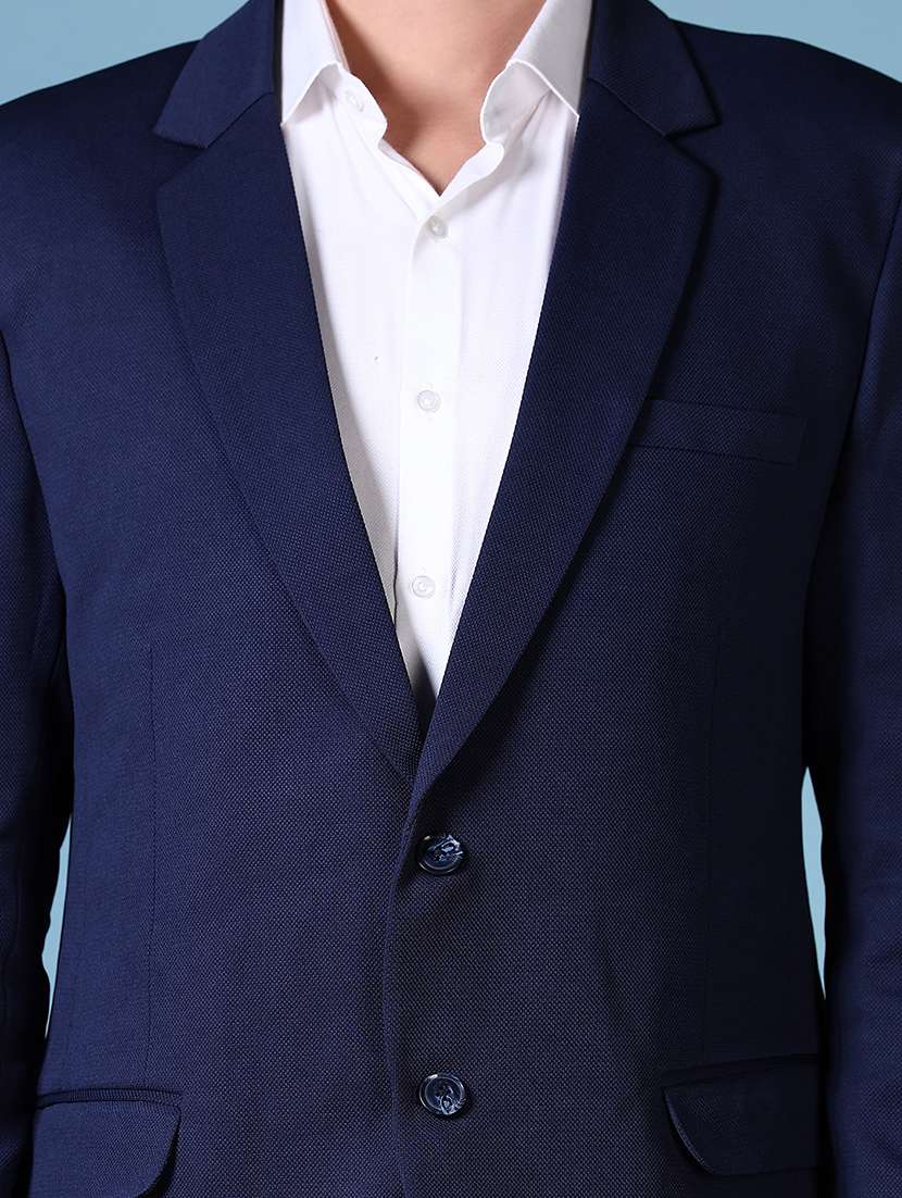 men solid lapel collar single breasted casual blazer - 21608778 -  Standard Image - 3