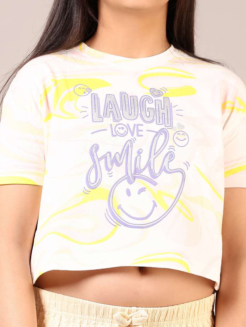 girls printed short sleeve crop tee - 21608832 -  Standard Image - 5