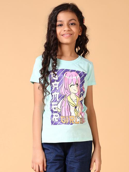 girls grahic print round neck tee - 21608835 -  Standard Image - 0