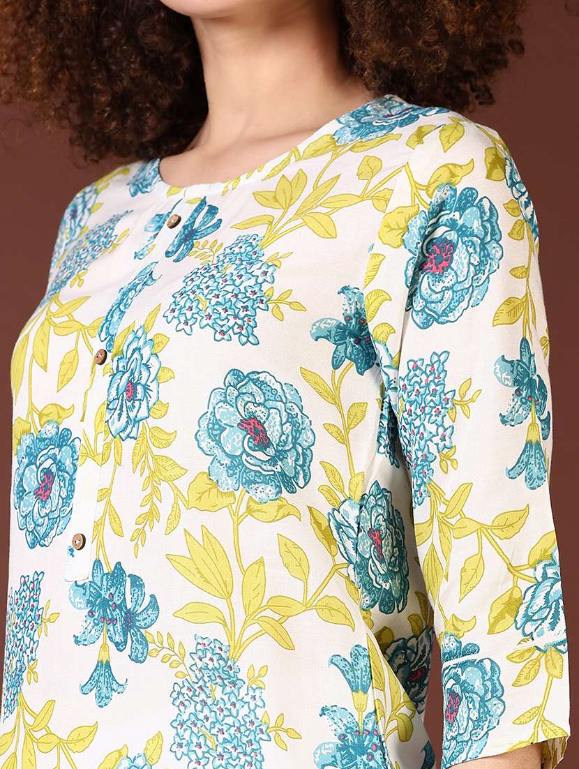 women floral printed round neck straight kurta - 21608863 -  Standard Image - 5