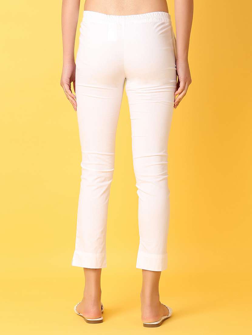 women solid mid rise slim fit tapered pant - 21609007 -  Standard Image - 3