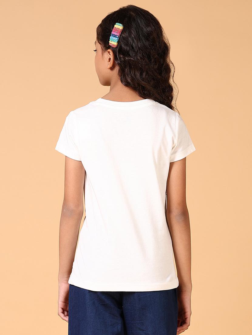 girls graphic print round neck tee - 21609031 - Standard Image - 3