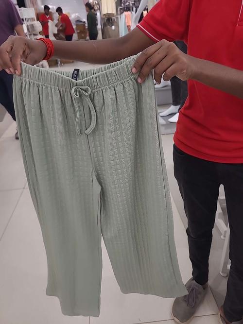 green poly rib trouser - 21609035 - Standard Image - 0