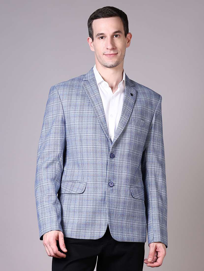 men checkered single breasted casual blazer - 21609052 -  Zoom Image - 0