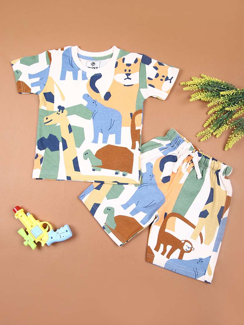 boys printed short sleeves co-ord set - 21609087 - Zoom Image - 0