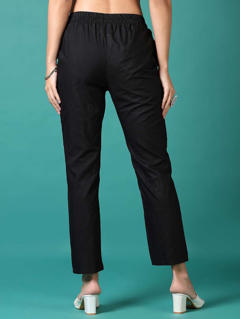 women solid ankle length tapered pants - 21609124 -  Standard Image - 3