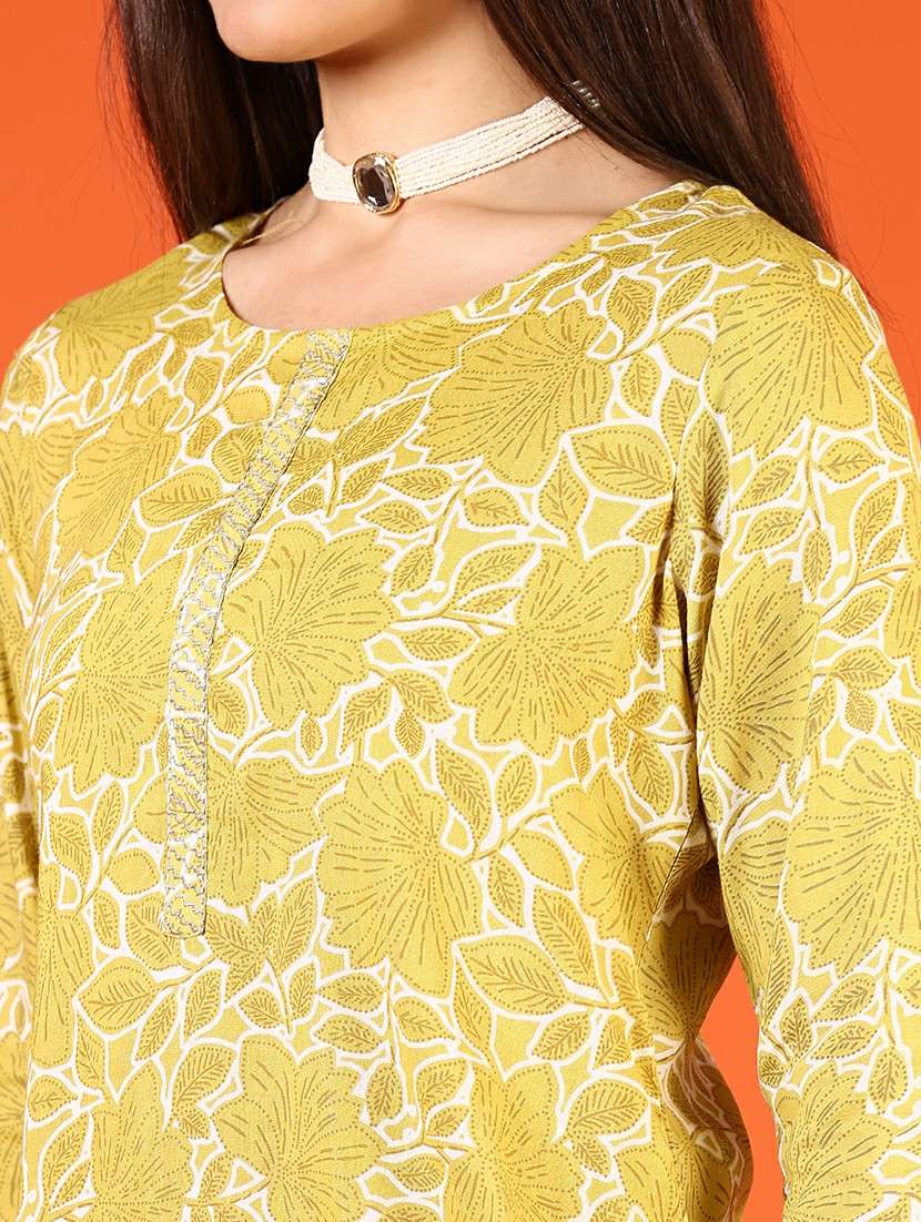 women printed three quarter sleeve straight kurta - 21609270 -  Standard Image - 5