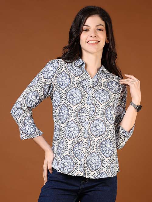 women printed three quarter sleeve regular shirt - 21609271 -  Standard Image - 0