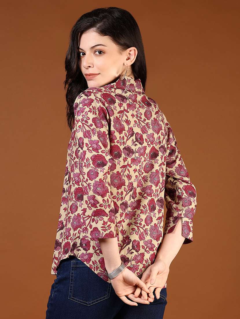 women printed three quarter sleeve regular shirt - 21609272 -  Standard Image - 3
