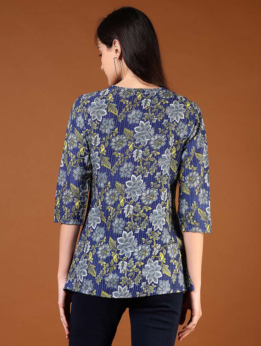 women printed round neck straight kurti - 21609292 -  Standard Image - 3