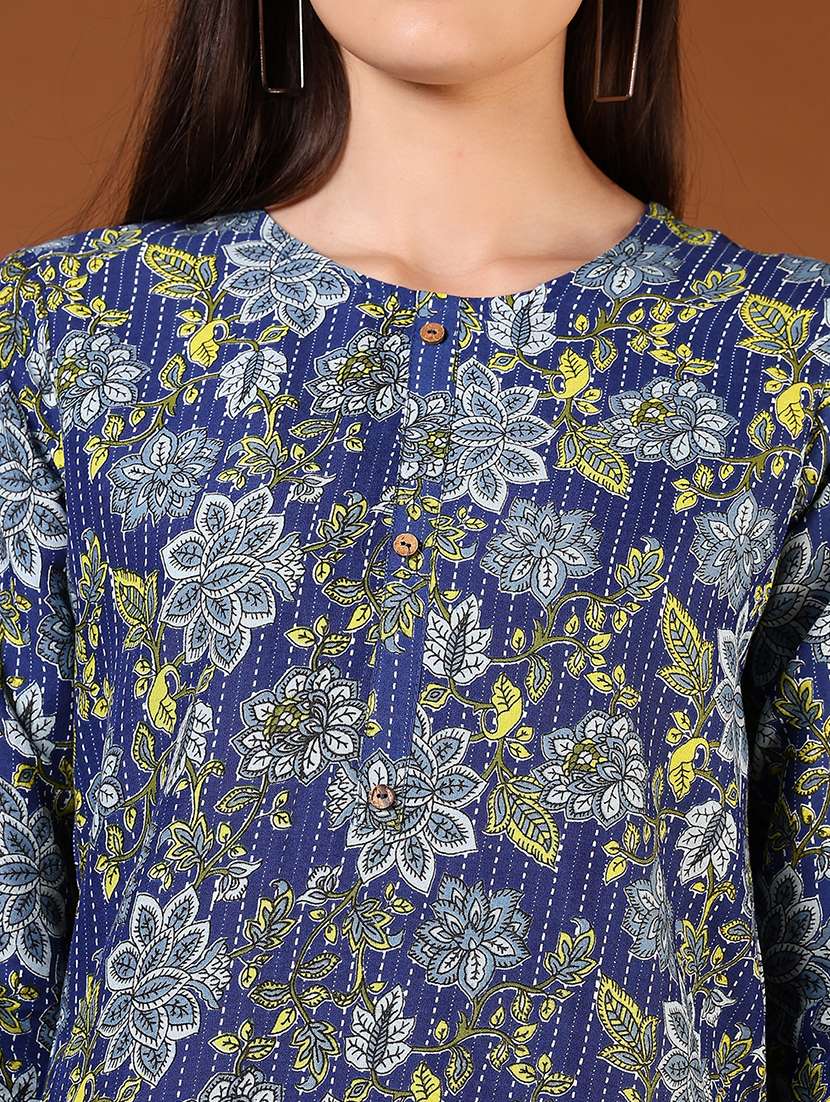 women printed round neck straight kurti - 21609292 -  Standard Image - 5