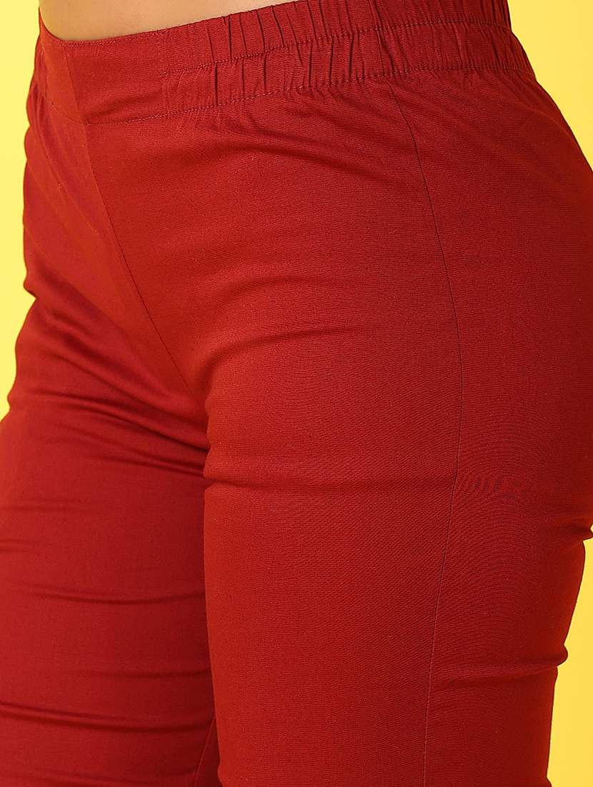 Women Solid Mid Rise Slim Fit Tapered Pant - 21609333 -  Standard Image - 5
