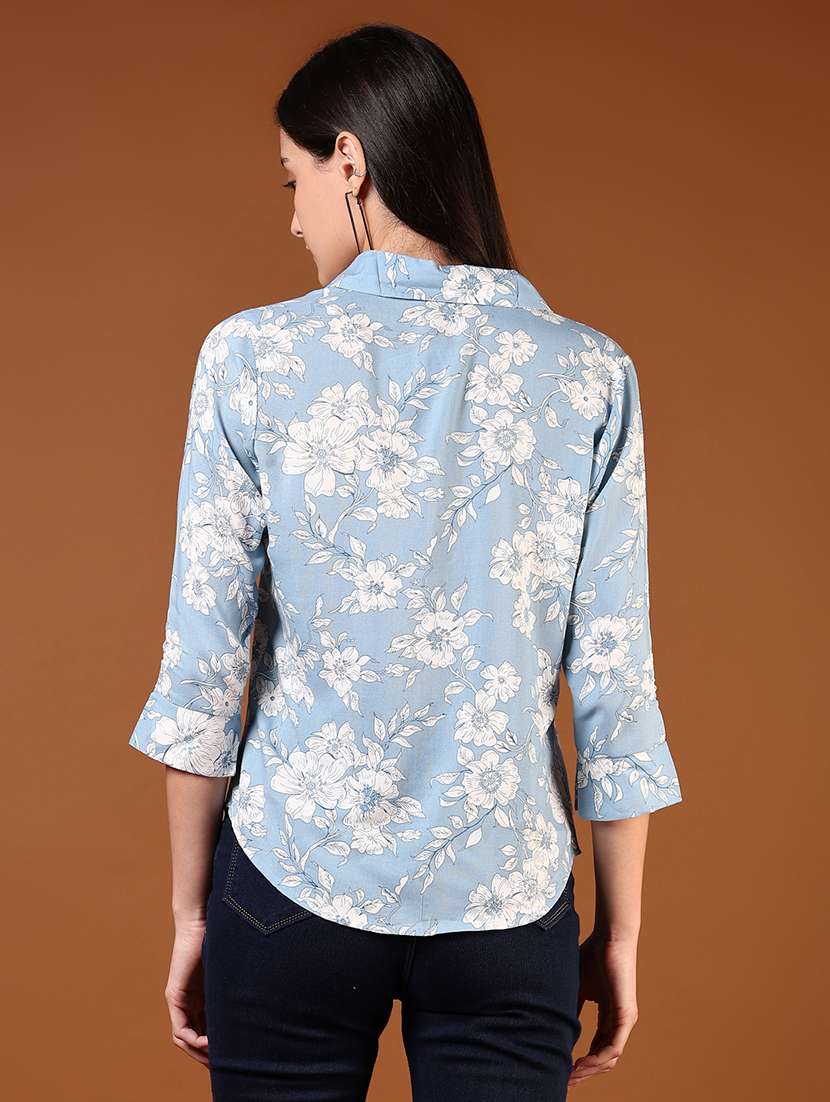 women printed three quarter sleeve regular shirt - 21609359 -  Standard Image - 3